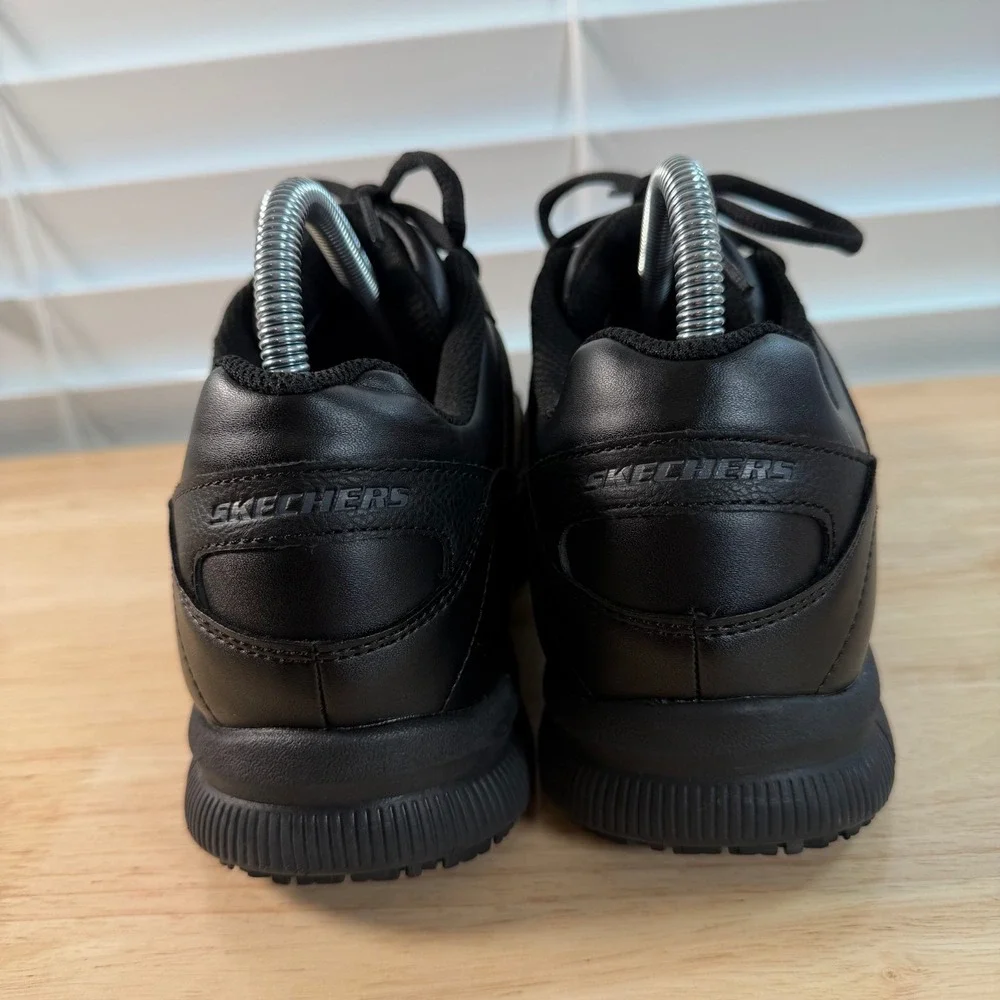 Skechers Nampa-Wyola Work Boots Men's Black Leather Lace Up Slip Resistant - 9